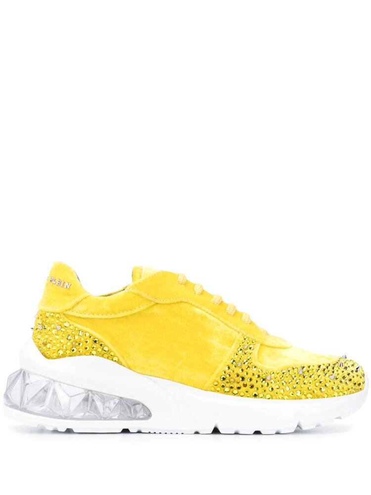 Philipp Plein Studs velvet chunky-sole sneakers - Yellow Cover