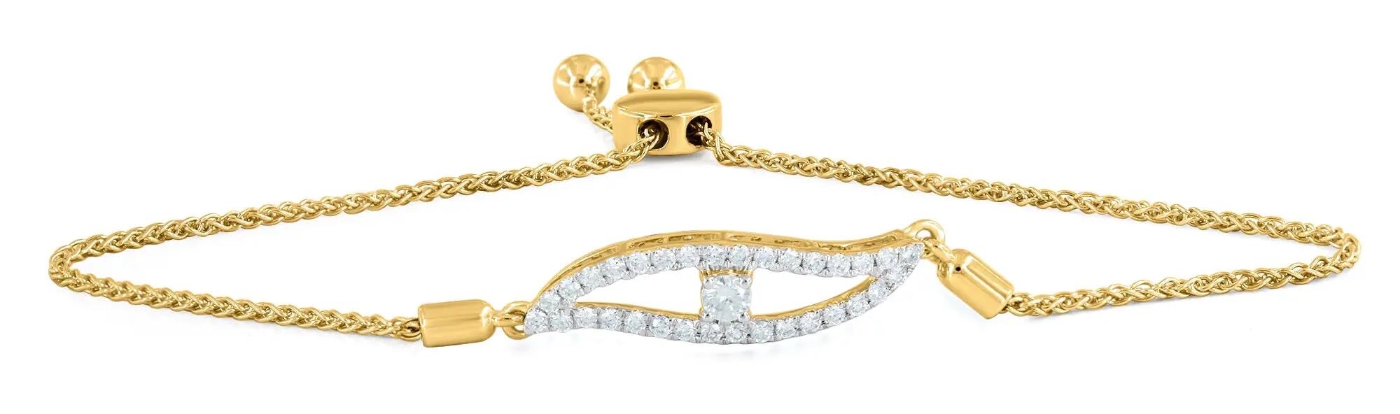 LuvMyJewelry Mandorla Bolo Adjustable Diamond Bracelet in 14K Gold in 14K Yellow Gold Cover