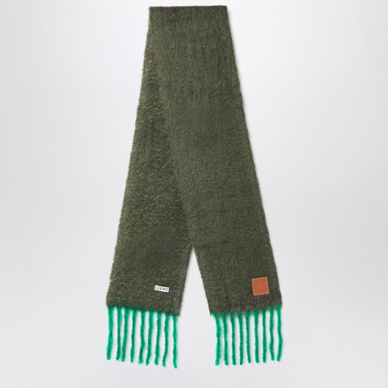 Loewe Khaki green/green mohair and wool scarf Cover