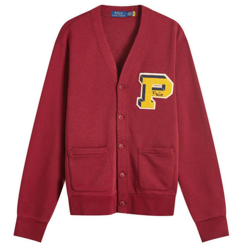 Polo Ralph Lauren Men's College Logo Sweat Cardigan in Red Carpet Cover