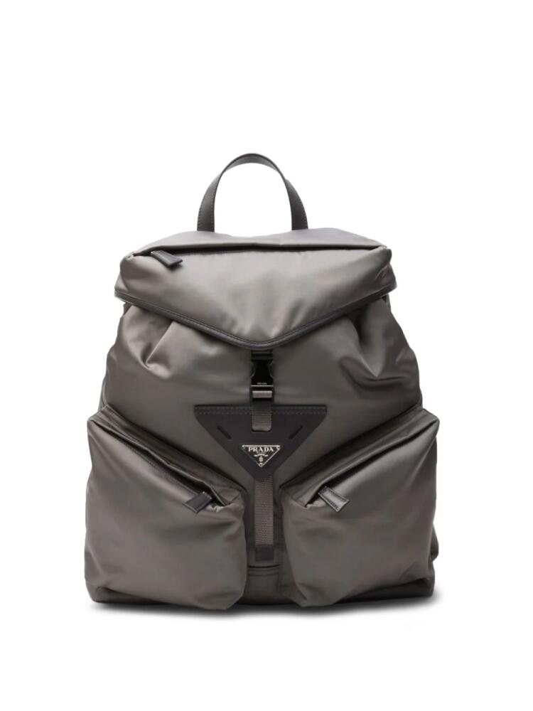 Prada Re-Nylon leather-trimmed backpack - Grey Cover