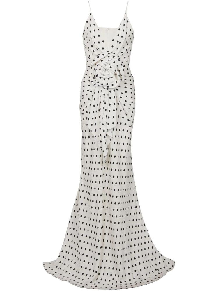 Balmain polka dot-print appliqué gown - White Cover