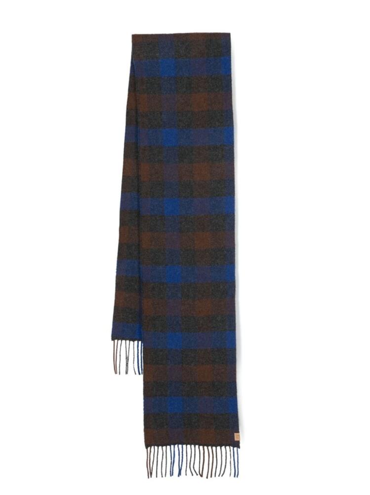 Woolrich check-pattern wool blend scarf - Blue Cover