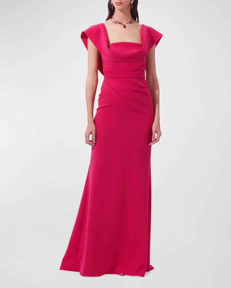 Carolina Herrera Draped Sleeveless Flared Gown Cover