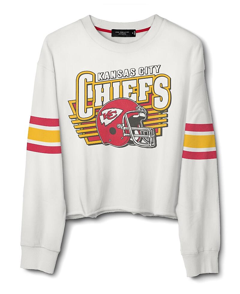 Junk Food Clothing Women's Nfl Kansas City Chiefs Kickoff Cropped Crew Fleece Tee Cover