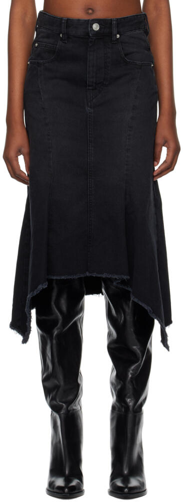 Isabel Marant Black Nyda Denim Midi Skirt Cover