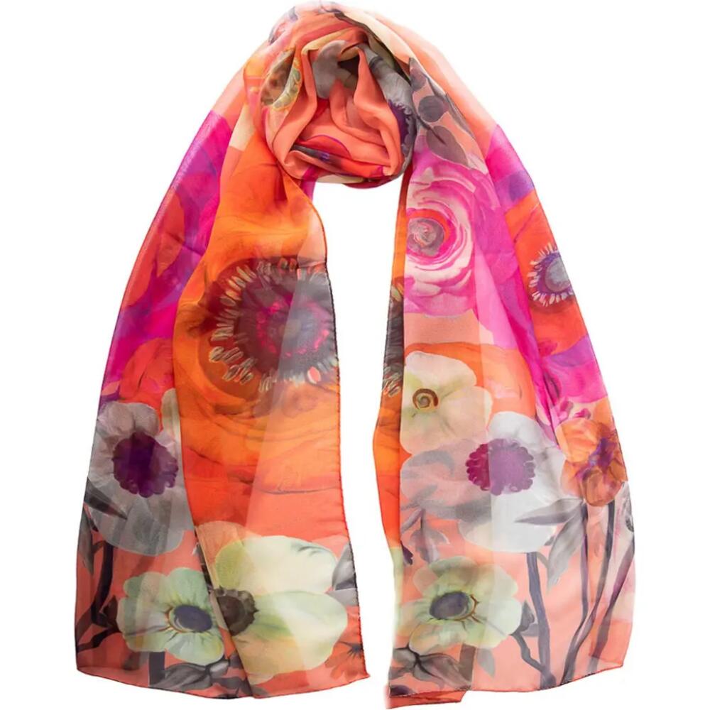 Elizabetta Campo de' Fiori - Long Sheer Silk Scarf for Women in Coral Cover