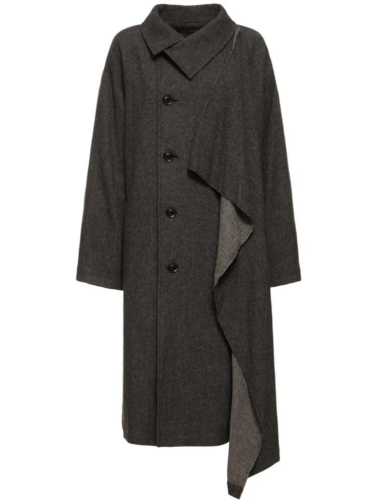 YOHJI YAMAMOTO Asymmetric Long Flannel Coat Cover