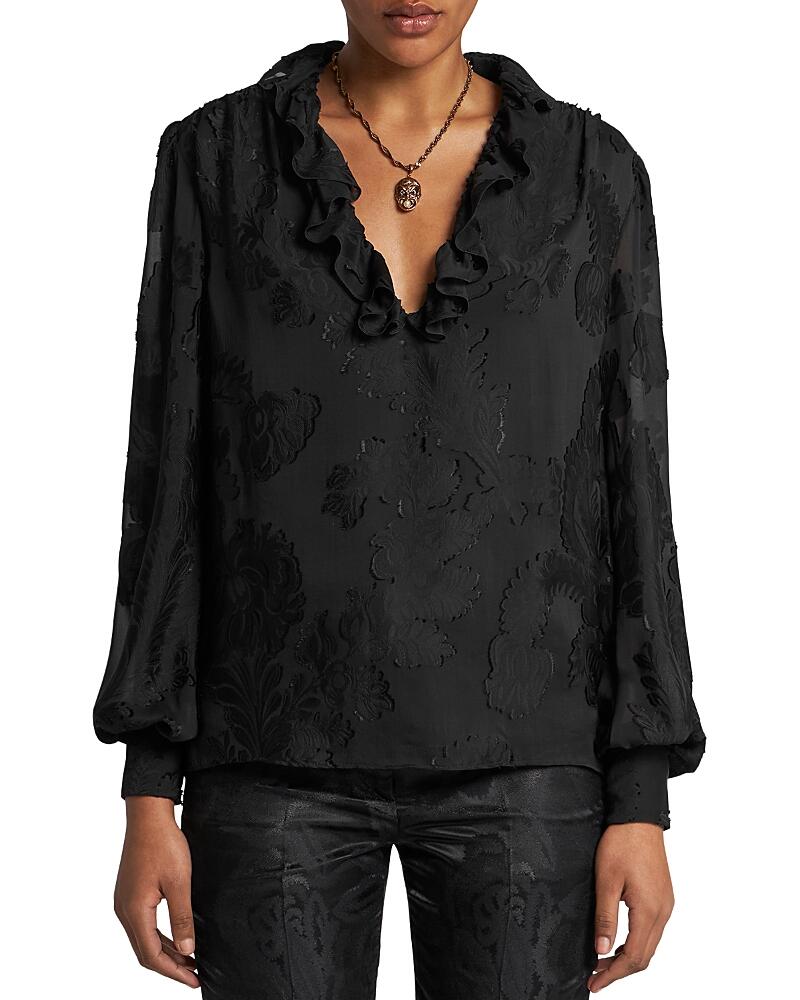 Etro Jacquard Ruffle Trim Blouse Cover