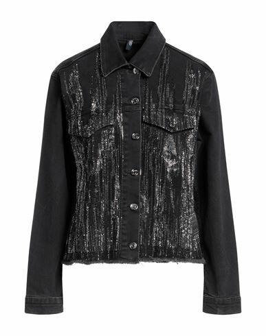 Liu •jo Woman Denim outerwear Black Cotton, Elastane Cover