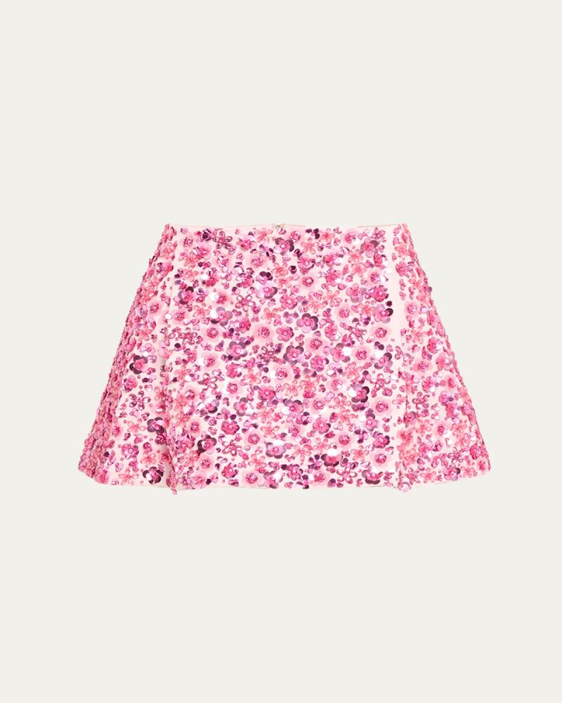 Des Phemmes Floral Sequined Mini Skirt Cover