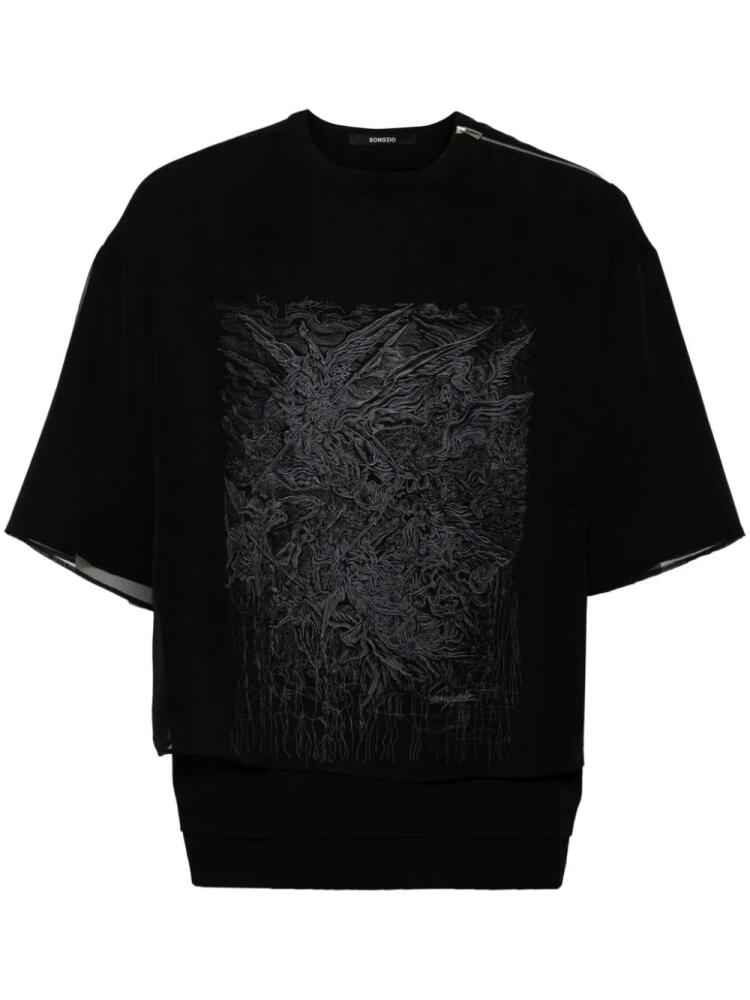 SONGZIO layered embroidered T-shirt - Black Cover