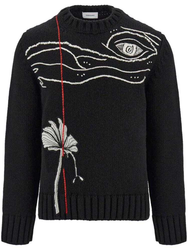 Ferragamo embroidered rew-neck jumper - Black Cover