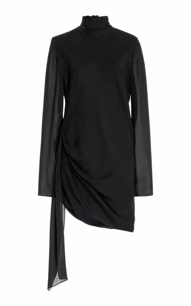 Brandon Maxwell - The Raina Scarf-Detailed Silk Midi Dress - Black Cover