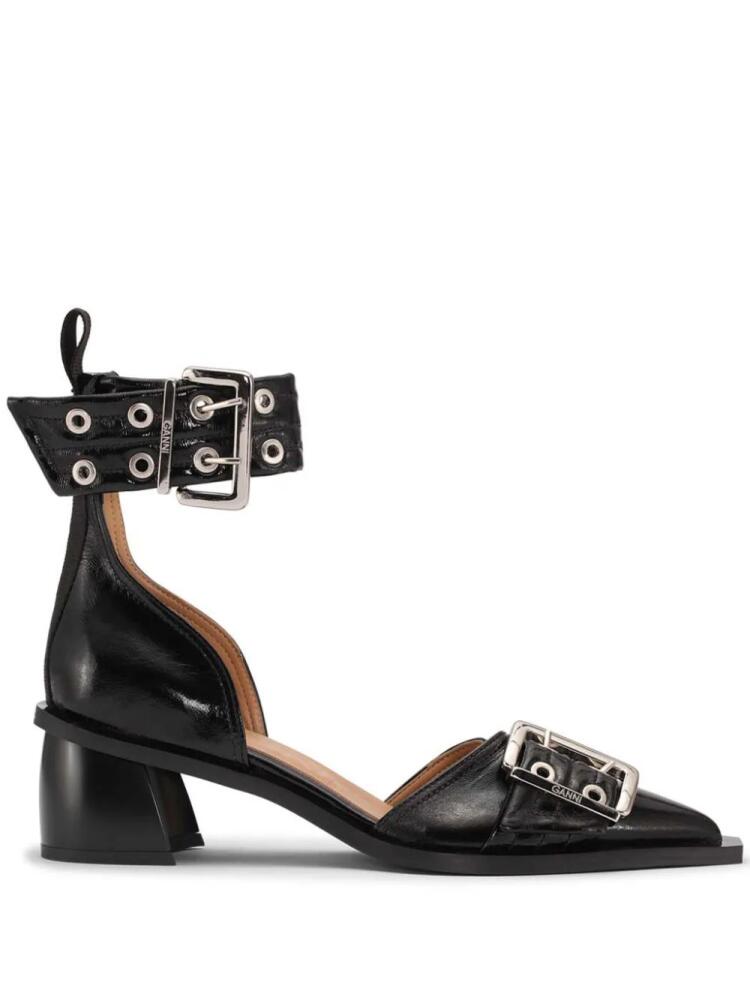 GANNI buckled faux-leather pumps - Black Cover