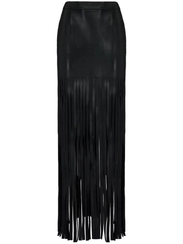 Alexander McQueen fringed leather maxi skirt - Black Cover