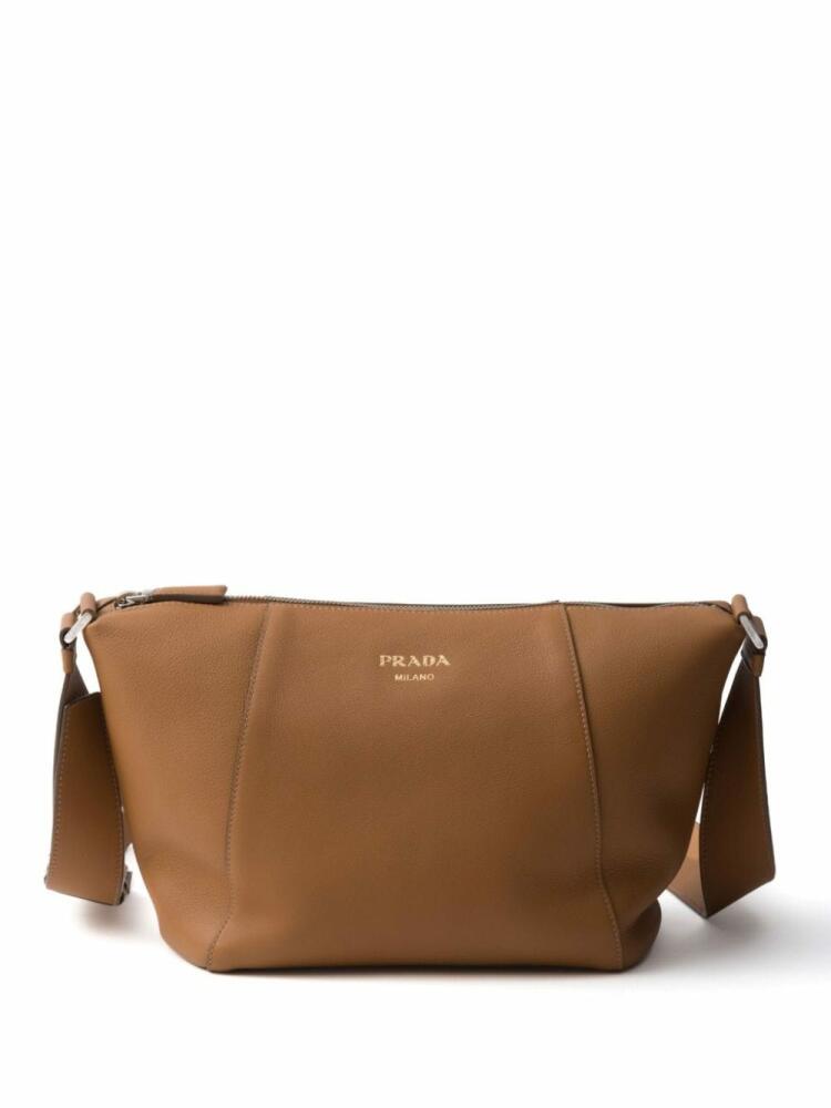 Prada logo-stamp leather shoulder bag - Brown Cover