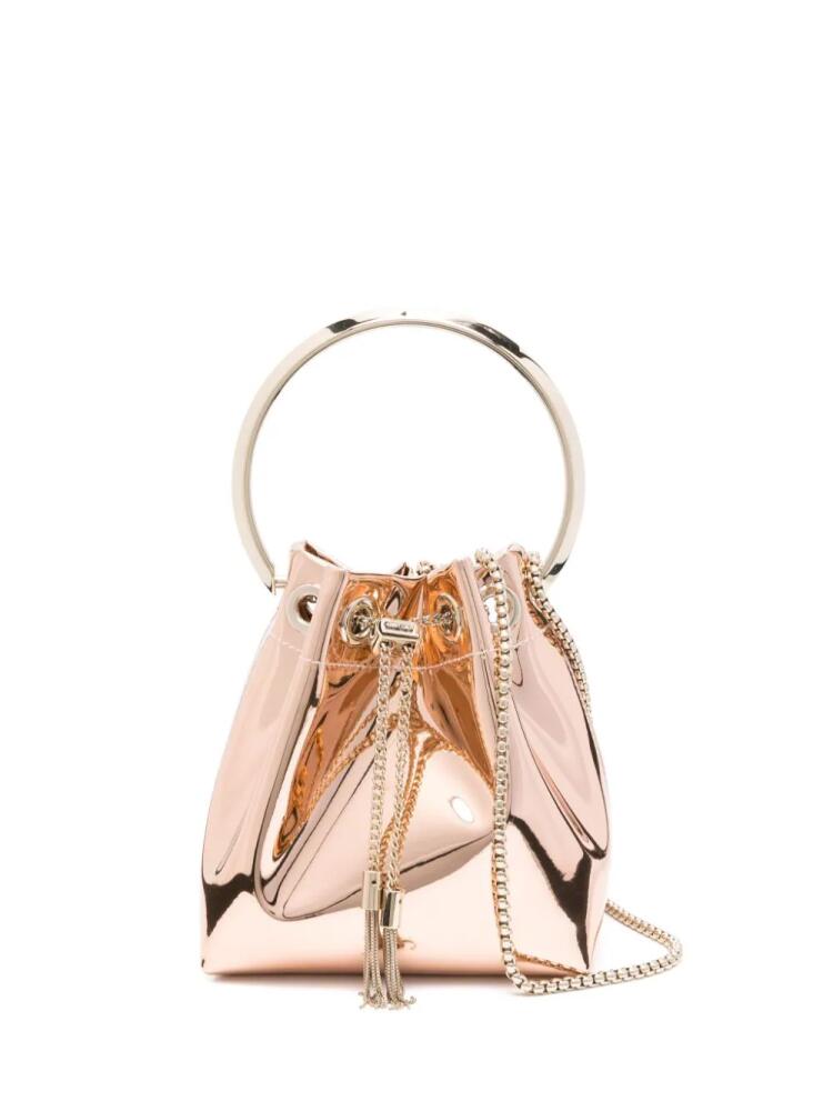 Jimmy Choo Bon Bon patent-finish bucket bag - Pink Cover