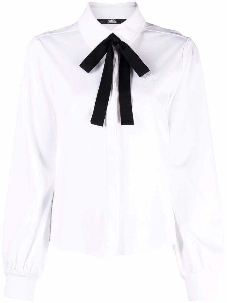 Karl Lagerfeld detachable-tie cotton jersey shirt - White Cover