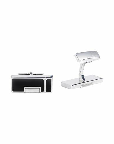 Dunhill Man Cufflinks and Tie Clips Black 925/1000 Silver, Steel Cover