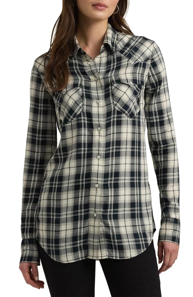 Lauren Ralph Lauren Slim Fit Plaid Herringbone Shirt in Black/Mascarpone Cream Cover