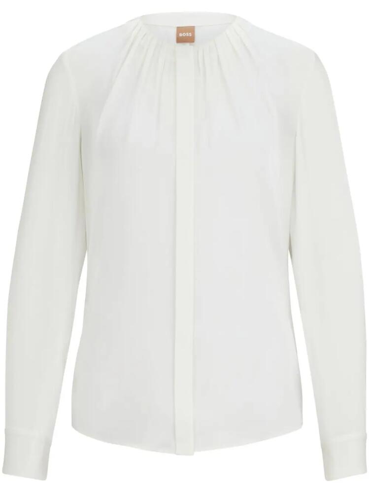 BOSS gathered-neckline blouse - White Cover