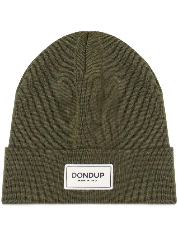 DONDUP logo-patch knitted beanie - Green Cover