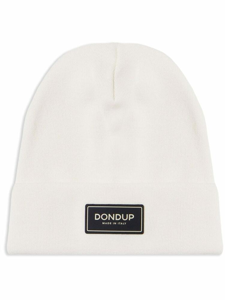 DONDUP logo-patch knitted beanie - White Cover