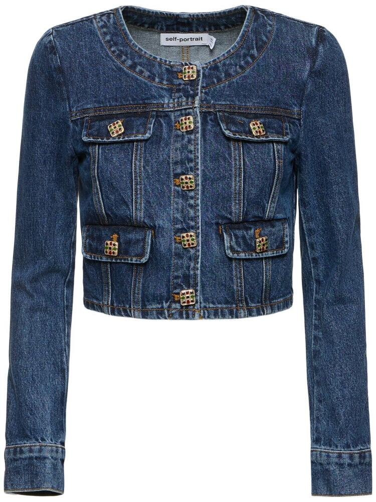 SELF-PORTRAIT Buttoned Denim Jacket Cover