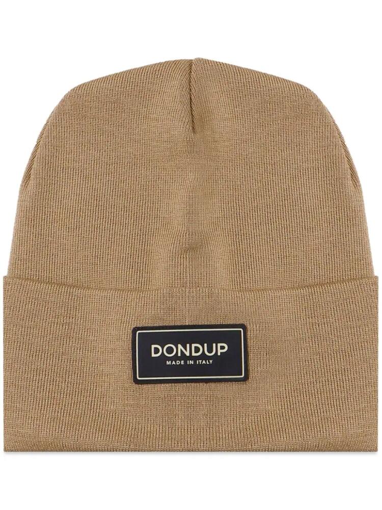 DONDUP logo-patch knitted beanie - Brown Cover