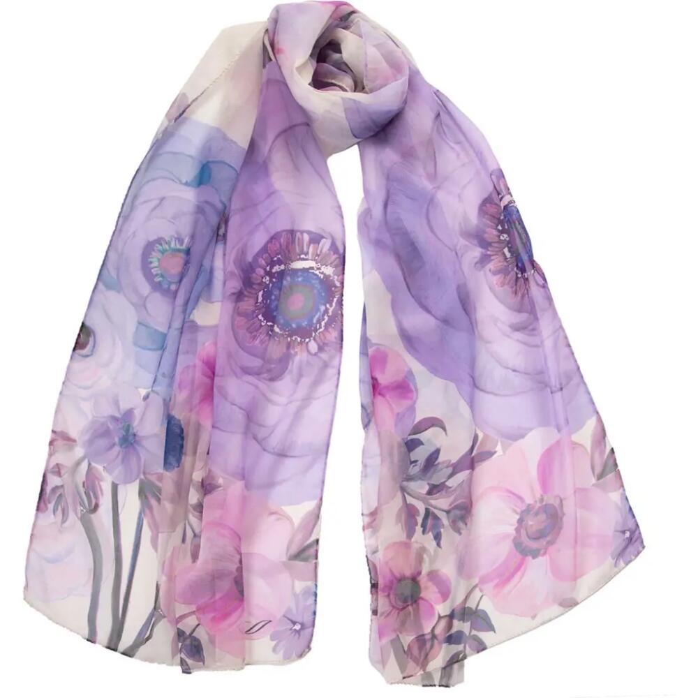 Elizabetta Campo de' Fiori - Long Sheer Silk Scarf for Women in Lavender Cover