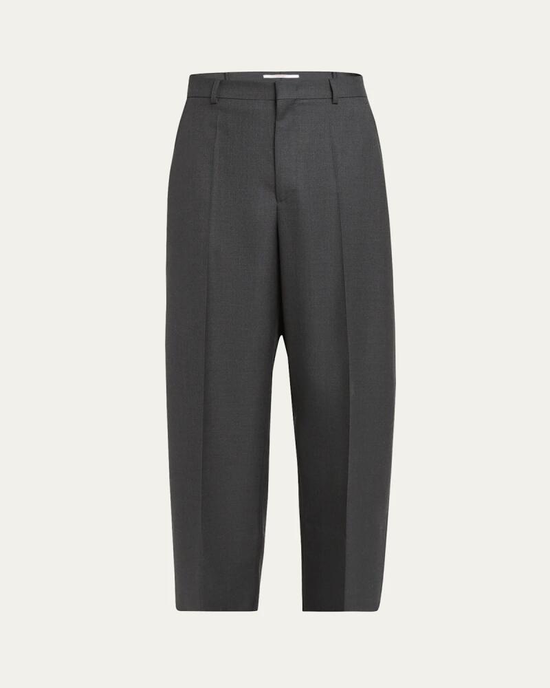 Valentino Men's Melange Wool Loose-Fit Pants Cover