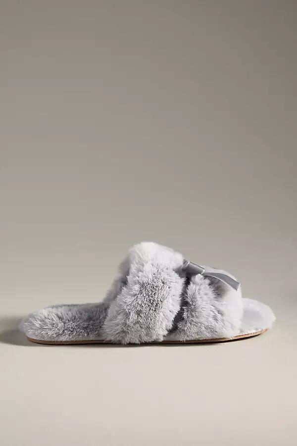 Maeve Faux-Fur Open-Toe Bow Slippers Cover