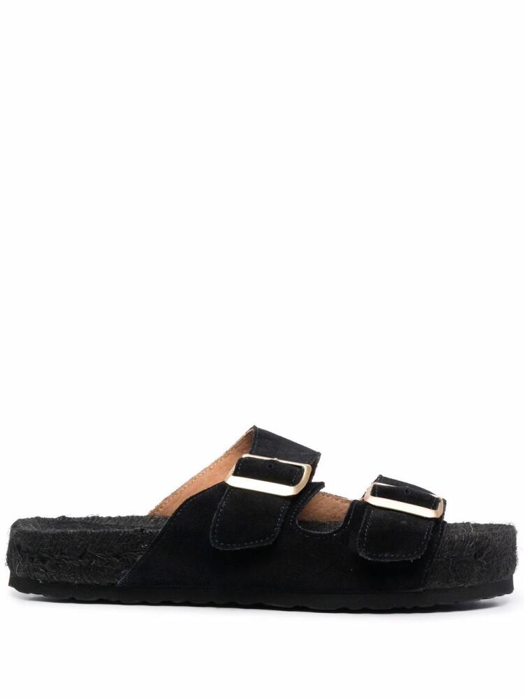 Manebi leather buckled slides - Black Cover