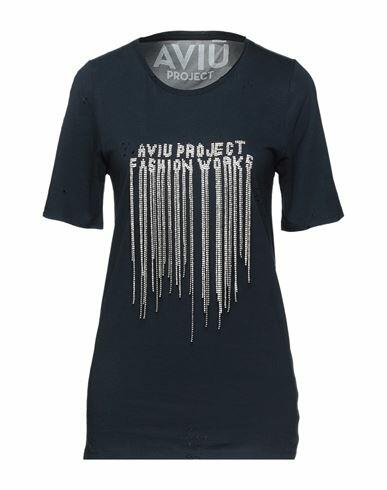 Aviù Woman T-shirt Midnight blue Cotton Cover