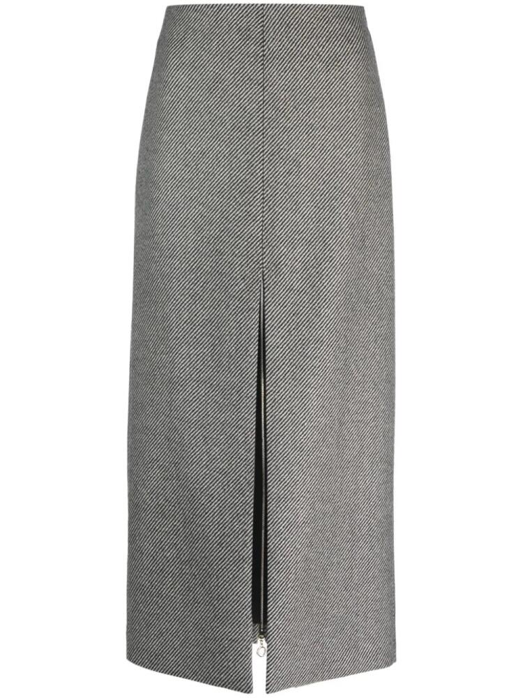 Patou stripe-pattern virgin wool midi skirt - Black Cover