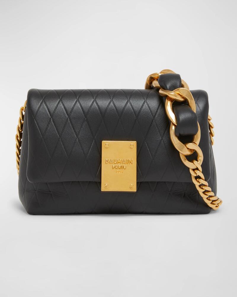 Balmain 1945 Soft Mini Shoulder Bag in Embossed Leather Cover