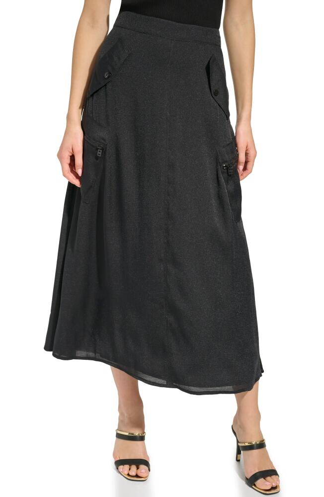 DKNY Organza Cargo Midi Skirt in Black Cover