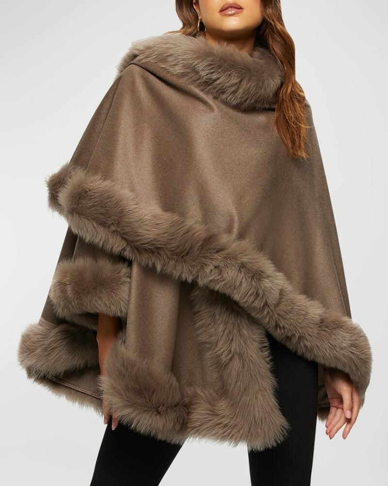 Gorski Cashmere Cape With Toscana Shearling Lamb Trim Cover