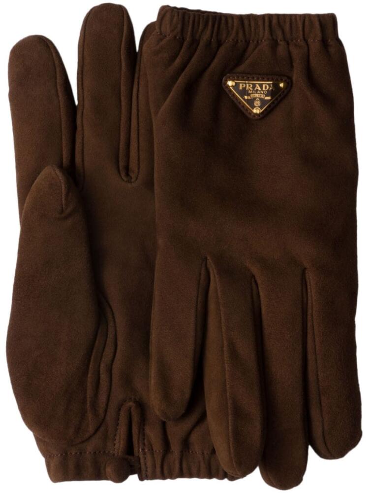 Prada triangle-logo gloves - Brown Cover