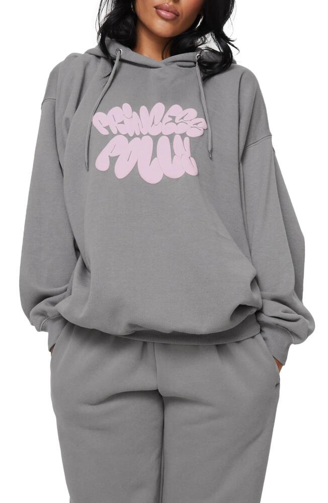 Princess Polly Logo Graphic Hoodie in Charcoal/Pink Cover