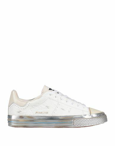 Hidnander Woman Sneakers White Leather, Textile fibers Cover