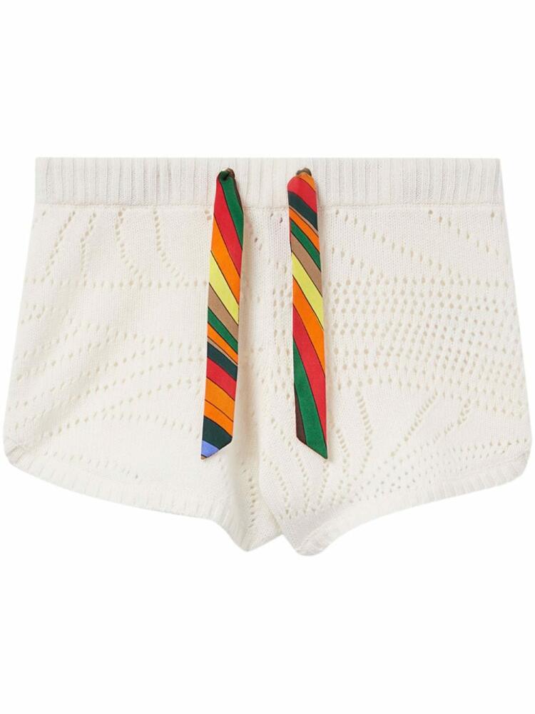 PUCCI pointelle-knit cashmere shorts - White Cover