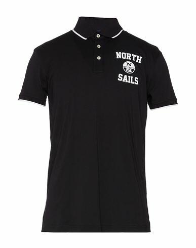 North Sails Man Polo shirt Black Cotton, Polyester Cover