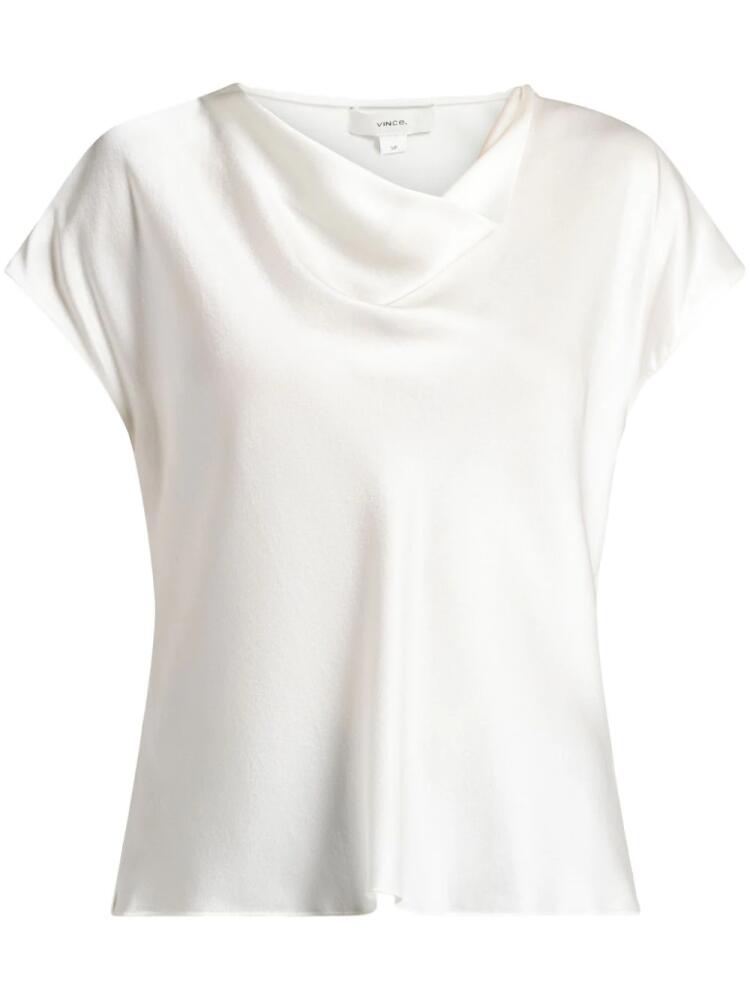 Vince cowl-neck silk blouse - Neutrals Cover