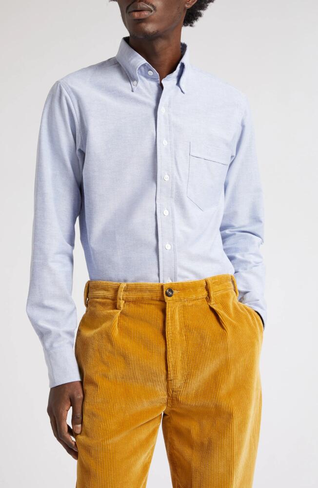 Drake's Oxford Cotton Button-Down Shirt in Mid Blue Cover