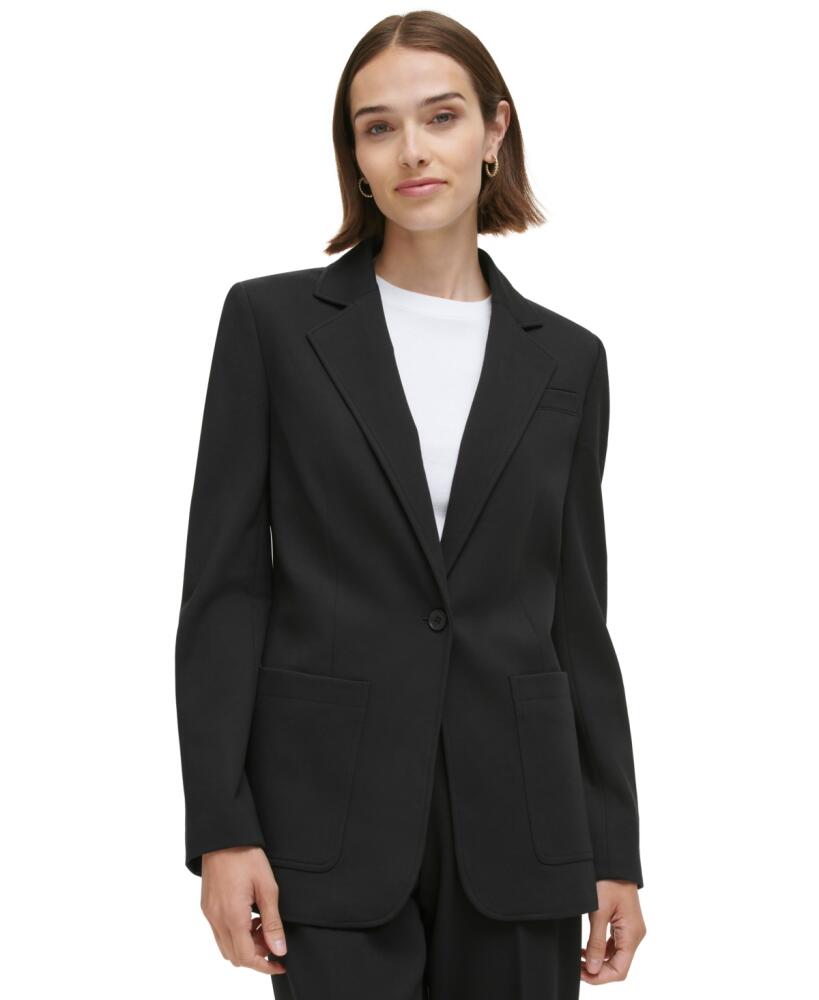 Calvin Klein Women's Classic One-Button Blazer - Black Cover