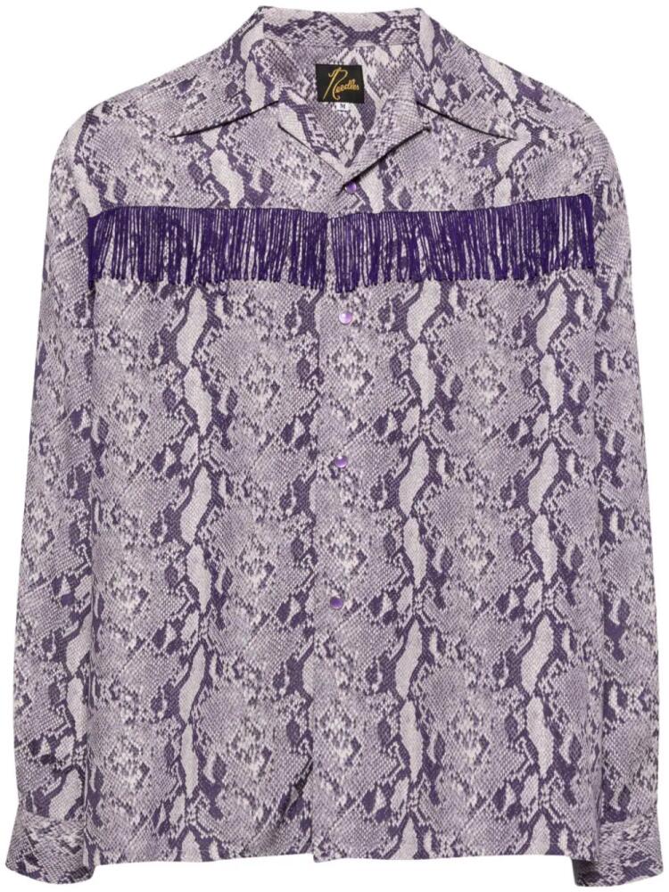 Needles snakeskin-print fringed shirt - Purple Cover