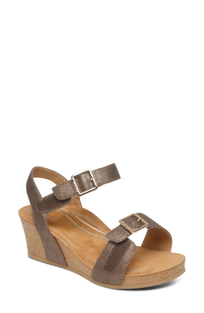 Aetrex Lexa Wedge Sandal in Bronze Cover