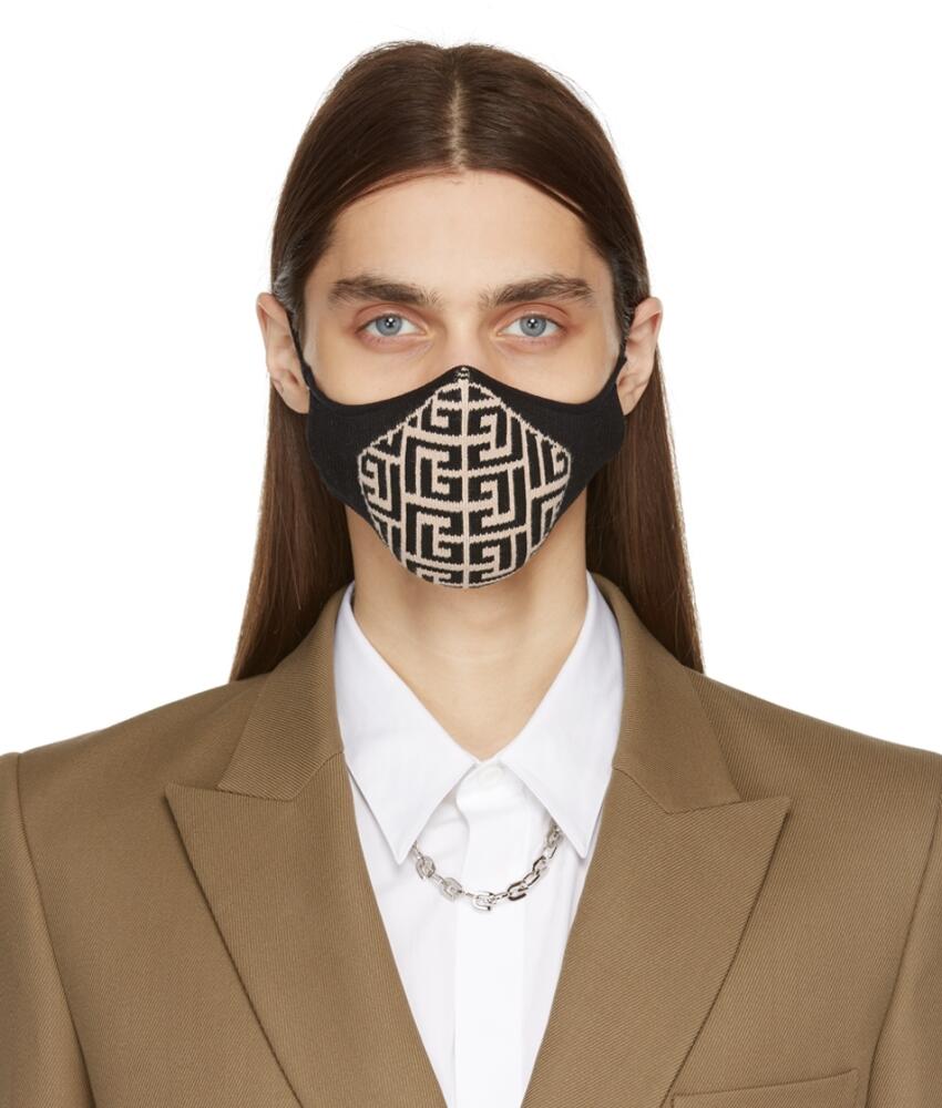 Balmain Black & Off-White Logo Face Mask Cover